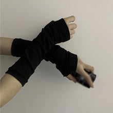 画像をギャラリービューアに読み込む, 指なし ニット手袋ボーダー柄ストリート系原宿系 2PCS