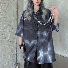 画像をギャラリービューアに読み込む, ストリート系タイダイ黒ゴス半袖シャツBF風ダンストップス