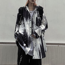 画像をギャラリービューアに読み込む, 原宿系 ストリート系ゆったり長袖シャツ タイダイ柄絞染め風