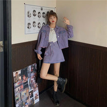 画像をギャラリービューアに読み込む, 韓国系2点セットアップかわいいデニムジャケットとスカートガーリー