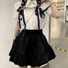 画像をギャラリービューアに読み込む, 韓国系カジュアル かわいいセットアップシャツとスカート蝶ネクタイワンピース原宿系