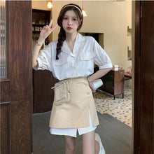 画像をギャラリービューアに読み込む, シャツ とスカート気質ワンピース2点セットアップ