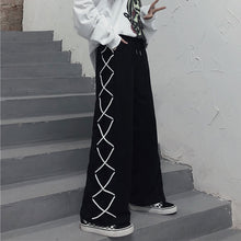 画像をギャラリービューアに読み込む, 原宿系ハイウエスト合わせやすいロープスプライシングパンツストレートパンツ