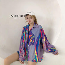 画像をギャラリービューアに読み込む, 長袖柄シャツトップスレデイースダンス洋服原宿系