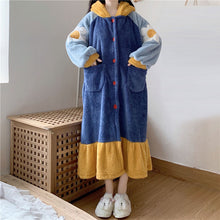 画像をギャラリービューアに読み込む, かわいいもこもこ 花柄ワンピースゆったりカジュアルパジャマ ガーリー