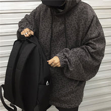 画像をギャラリービューアに読み込む, ストリート系ルーズなサイズパーカーフード付きヒョウ柄原宿