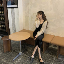 画像をギャラリービューアに読み込む, レトロカジュアルロングベルベットワンピースレデイース