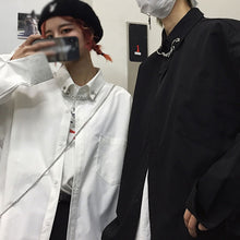 画像をギャラリービューアに読み込む, 原宿系 ストリート系チェーン付き長袖シャツレデースメンズファッション