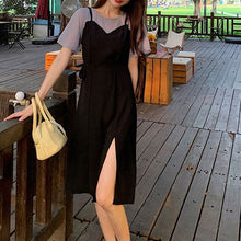 画像をギャラリービューアに読み込む, 春夏サイドスリットカジュアルロング丈ワンピース レディース