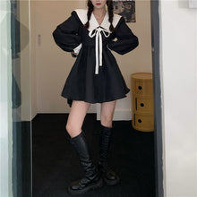 画像をギャラリービューアに読み込む, カレッジ風長袖シャツかわいいカジュアルワンピースガーリー