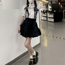 画像をギャラリービューアに読み込む, 韓国系カジュアル かわいいセットアップシャツとスカート蝶ネクタイワンピース原宿系