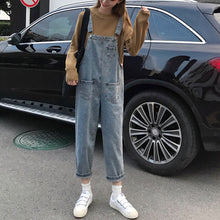 画像をギャラリービューアに読み込む, カレッジ風レトロ ゆったり デニムオールインワンパンツ