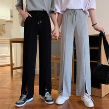 画像をギャラリービューアに読み込む, シンプル ゆったりスリット ウエストゴム スポーティ合わせやすいパンツレディース