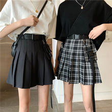 画像をギャラリービューアに読み込む, ストリート系ハイウエスト カジュアルスカートチェック柄原宿系ダンス服ベルト付き