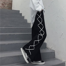 画像をギャラリービューアに読み込む, 原宿系ハイウエスト合わせやすいロープスプライシングパンツストレートパンツ