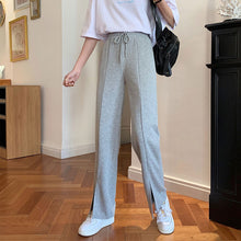 画像をギャラリービューアに読み込む, シンプル ゆったりスリット ウエストゴム スポーティ合わせやすいパンツレディース