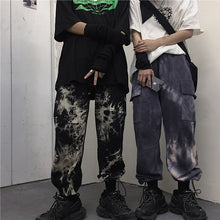 画像をギャラリービューアに読み込む, ストリート系カーゴパンツ タイダイ柄 原宿風 ロングパンツ