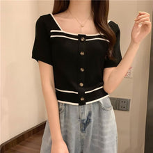 画像をギャラリービューアに読み込む, 韓国系合わせやすい半袖ニットTシャツブラウスガーリー