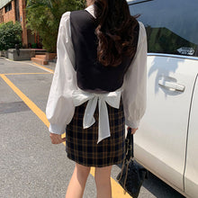 画像をギャラリービューアに読み込む, 学園風重ね着風切り替え可愛い 長袖 ニットシャツトップス ガーリー