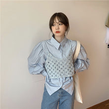 画像をギャラリービューアに読み込む, 韓国系ニット ベスト キャミソール &長袖 シャツカジュアルかわいいセットレディース