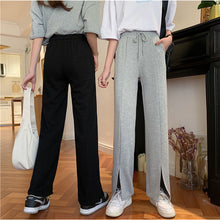 画像をギャラリービューアに読み込む, シンプル ゆったりスリット ウエストゴム スポーティ合わせやすいパンツレディース