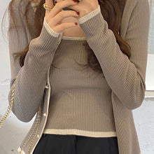 画像をギャラリービューアに読み込む, 韓国系長袖薄手ニット カーディガン & キャミソールセットアップレディス