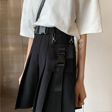 画像をギャラリービューアに読み込む, ストリート系ハイウエスト カジュアルスカートチェック柄原宿系ダンス服ベルト付き