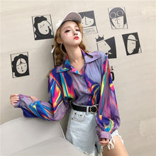 画像をギャラリービューアに読み込む, 長袖柄シャツトップスレデイースダンス洋服原宿系