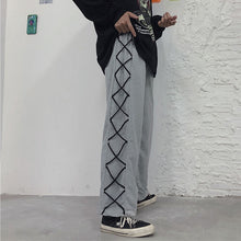 画像をギャラリービューアに読み込む, 原宿系ハイウエスト合わせやすいロープスプライシングパンツストレートパンツ