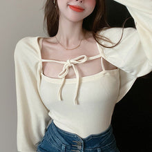 画像をギャラリービューアに読み込む, 韓国系カジュアル カーディガン長袖シャツと キャミソールかわいいセットアップ