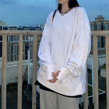 画像をギャラリービューアに読み込む, 韓国系BF風カジュアル ゆったり無地 シンプル 大きいサイズ長袖パーカー