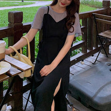 画像をギャラリービューアに読み込む, 春夏サイドスリットカジュアルロング丈ワンピース レディース