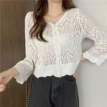 画像をギャラリービューアに読み込む, レースニットVネックカーディガンレディースブラウス