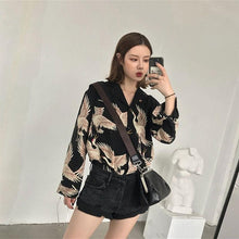 画像をギャラリービューアに読み込む, 原宿系鶴柄長袖シャツトップス気質レデイース