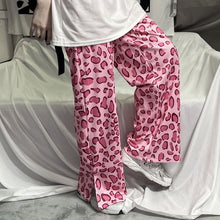 画像をギャラリービューアに読み込む, 韓国系原宿系 広脚ゆったりヒョウ柄ロングパンツハイウエスト