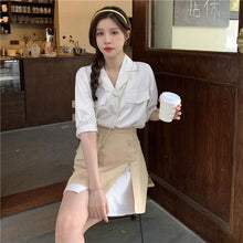 画像をギャラリービューアに読み込む, シャツ とスカート気質ワンピース2点セットアップ