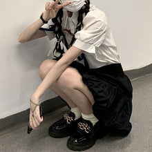 画像をギャラリービューアに読み込む, 韓国系カジュアル かわいいセットアップシャツとスカート蝶ネクタイワンピース原宿系