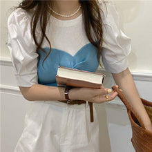 画像をギャラリービューアに読み込む, 着痩せ カジュアルニット半袖Tシャツシンプル ストリート