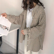 画像をギャラリービューアに読み込む, 長袖 シャツ チェック柄合わせやすいブラウス