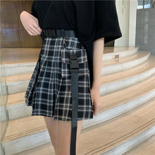 画像をギャラリービューアに読み込む, ストリート系ハイウエスト カジュアルスカートチェック柄原宿系ダンス服ベルト付き