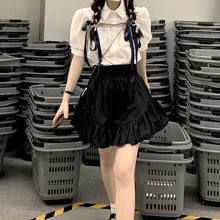 画像をギャラリービューアに読み込む, 韓国系カジュアル かわいいセットアップシャツとスカート蝶ネクタイワンピース原宿系