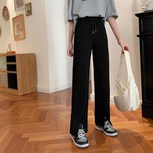 画像をギャラリービューアに読み込む, シンプル ゆったりスリット ウエストゴム スポーティ合わせやすいパンツレディース