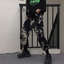画像をギャラリービューアに読み込む, ストリート系カーゴパンツ タイダイ柄 原宿風 ロングパンツ