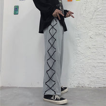 画像をギャラリービューアに読み込む, 原宿系ハイウエスト合わせやすいロープスプライシングパンツストレートパンツ