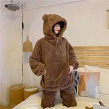 画像をギャラリービューアに読み込む, かわいいもこもこフーディーフリースルームウェアパジャマ ガーリーカジュアル