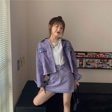 画像をギャラリービューアに読み込む, 韓国系2点セットアップかわいいデニムジャケットとスカートガーリー