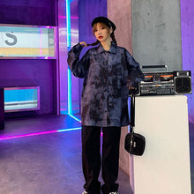 画像をギャラリービューアに読み込む, 原宿系モアレ柄 長袖 合わせやすいシャツ