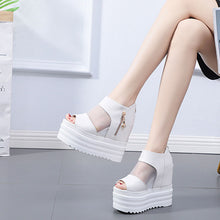 画像をギャラリービューアに読み込む, 厚底PUカジュアルオープントゥサンダルシューズレデイース
