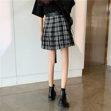 画像をギャラリービューアに読み込む, ストリート系ハイウエスト カジュアルスカートチェック柄原宿系ダンス服ベルト付き