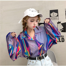 画像をギャラリービューアに読み込む, 長袖柄シャツトップスレデイースダンス洋服原宿系